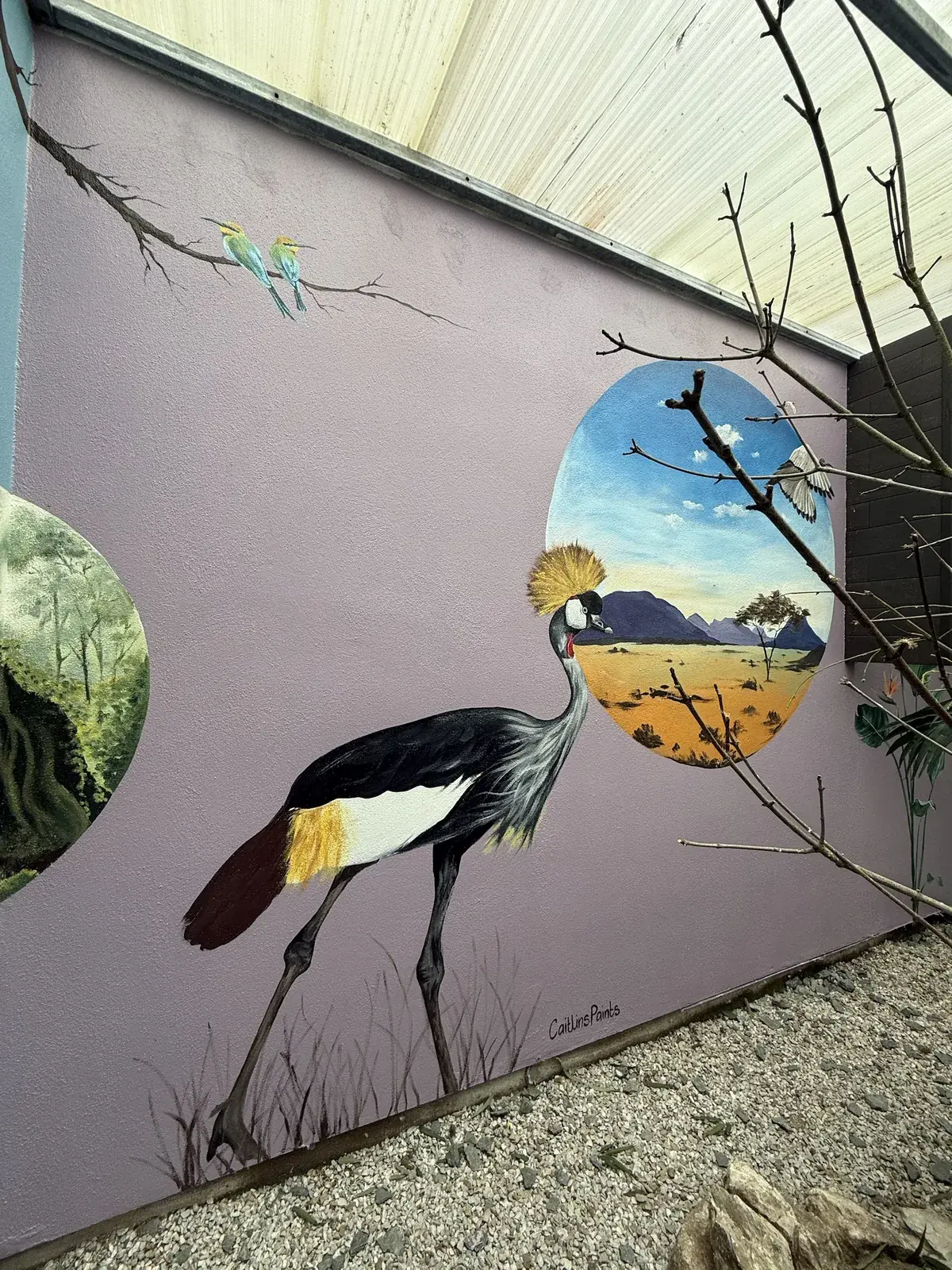 Wildlife mural painted for a commercial space